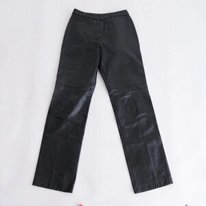 Vintage Danier Black 100%  Leather Straight Leg Pants Size 4